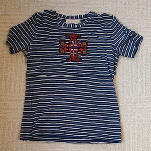 Tory Burch Blue and White Striped Women's Tee